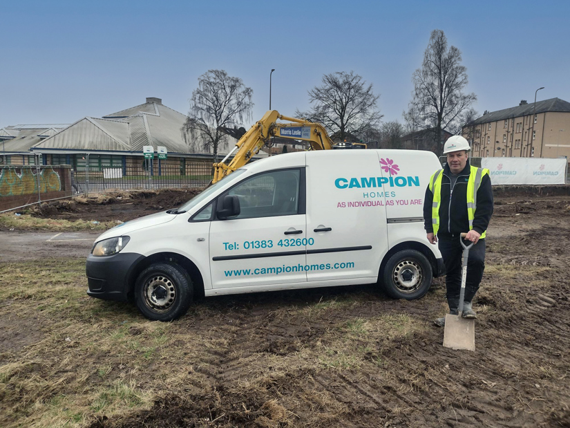 Campion Homes site manager with spade in the ground launches new development